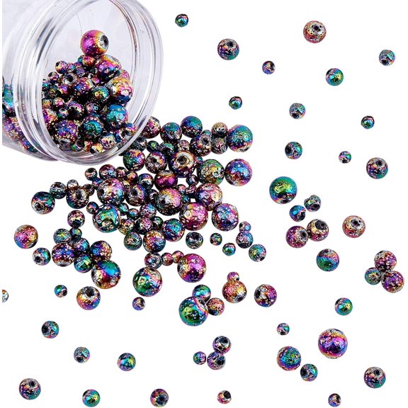 210 Pcs Natural Lava Beads 4 Sizes 4mm/6mm/8mm/10mm Stone Loose Beads Rock Beads Volcanic Gemstone for Jewelry Making