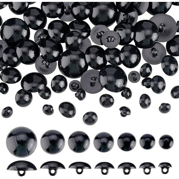 210 Pcs Plastic Button Black Mushroom Sewing Buttons with 1 Hole Craft Manual Buttons for Art Craft Clothing Sewing Cardigans Knitting DIY Decoration