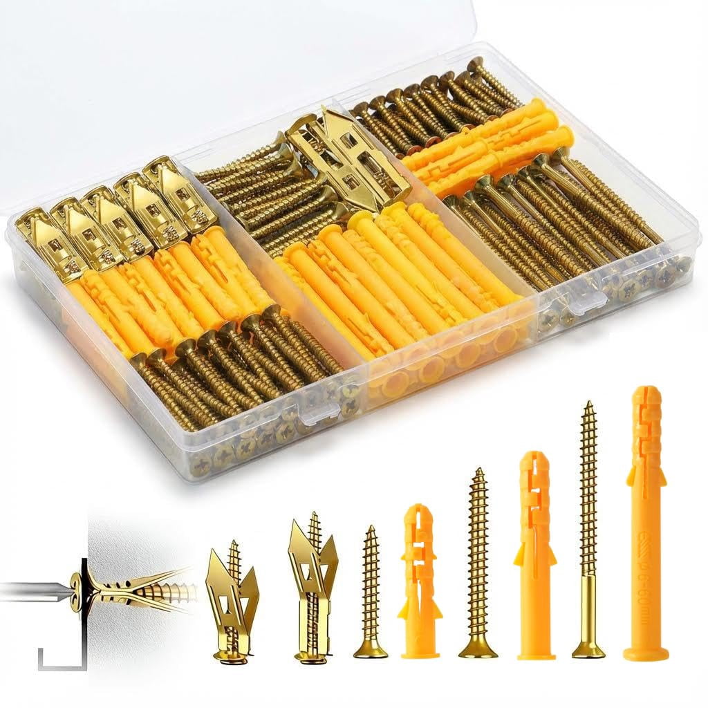 210 Pcs Smyeyml Drywall Anchors and Screws Assortment Kit, 70 Pcs Drywall Anchors Heavy Duty, 140 Pcs Self Drilling Drywall Anchors, Wall Anchors for Drywall, Shelves, Pictures, and Office Art Decor