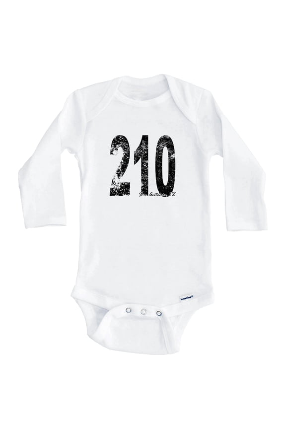 210 San Antonio Texas Area Code One Piece Baby Bodysuit - One Piece Baby Bodysuit (Long Sleeve), 0-3 Months White