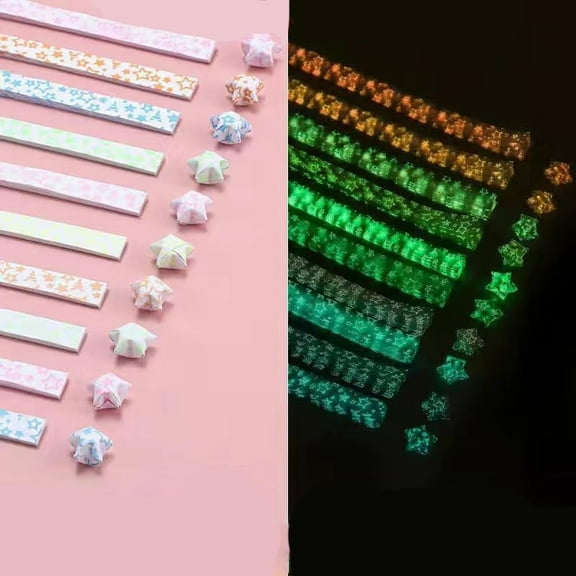 210 Sheets 10 Colors Luminous Lucky Star Origami Paper Folding Stripe Paper Mixed Colors Star 24x1cm