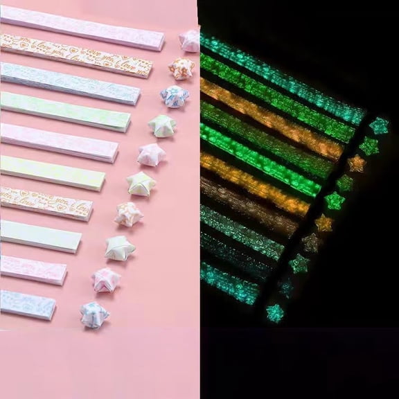 210 Sheets 10 Colors Luminous Lucky Star Origami Paper Folding Stripe Paper Mixed Colors Word 24x1cm