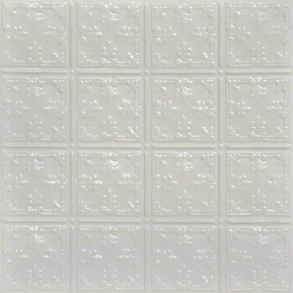 210 - Tin Plated Nail-Up Ceiling Tile 12 in x 12 in Sample in Eggshell White- 1 Piece