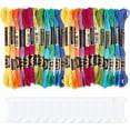 thumbnail image 1 of 210 Yards 24 Skeins Colorful Cross Stitch Floss Embroidery Threads Polyester Friendship Yarn Rainbow 6 Ply Embroidered String, 1 of 9