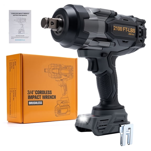 2100 Ft-lbs Cordless Impact Wrench, 3/4 Inch , Fit DeWALT 20V MAX Battery, Tool Only