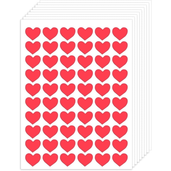 2100 Pcs Red Small Heart Stickers, 1/2 Inch Heart-Shaped Red Stickers Mini Self-Adhesive Love Labels Reward Decorative Sticker for Valentine's Day, Envelopes, Wedding