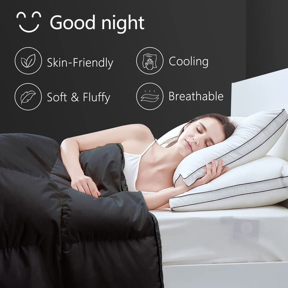 2100 Series Full Comforter All Season Breathable Black Soft 4d Spiral Fiber Quilted Down Alternative Duvet With Corner Tabs Luxury Hotel Style (82"x86")