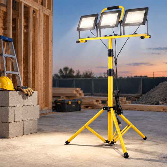 21000 Lumen 3 Head LED Work Light with Adjustable Tripod Stand, IP66 Waterproof