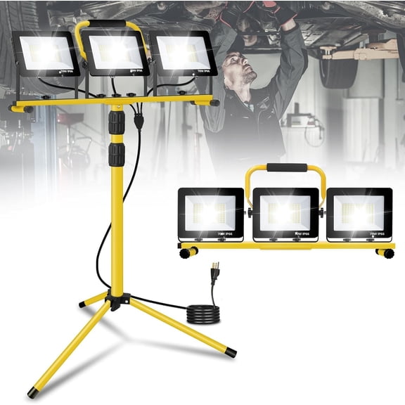 21000 Lumens LED Work Light with Stand 3 Adjustable Heads IP66 Waterproof Tripod for Indoor Outdoor Use Bestseling