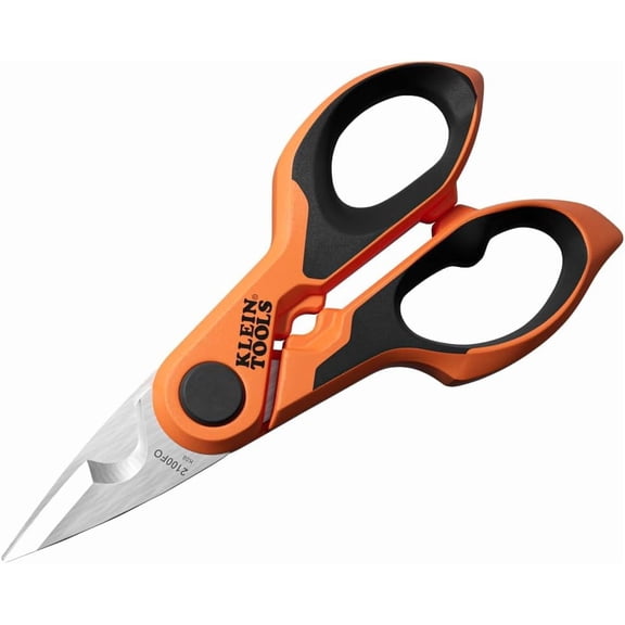 2100FO Stainless Electrician Scissors with Serrated Blade and Cable Stripper, Compact Shears for Wire and Cable Cutting, 6-Inch