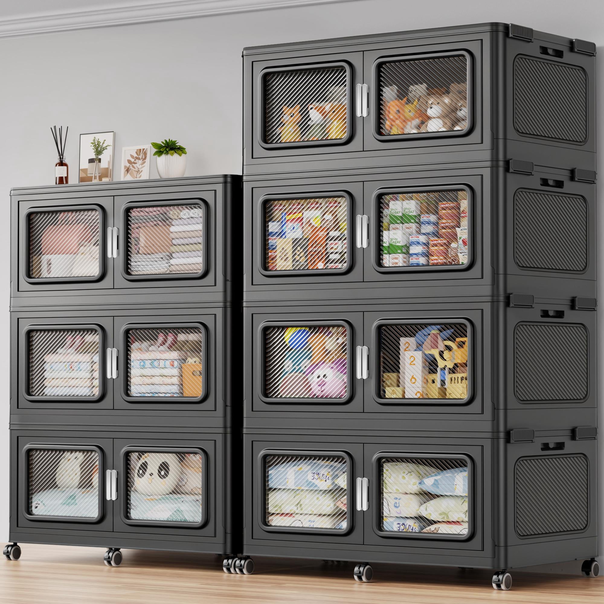 2100QT Extra Large Stackable Storage Bins with Lid, 525Gal Collapsible ...
