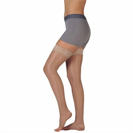 2101 Naturally Sheer Open Toe Thigh Highs w/Lace Band - 20-30 mmHg Short 2101AGSB-P