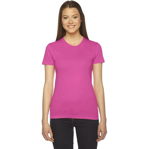 2102W American Apparel Ladies Fine Jersey Short-Sleeve T-Shirt Fuchsia S