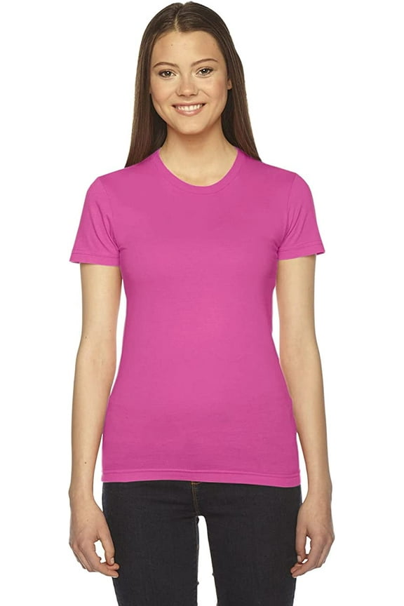 2102W American Apparel Ladies Fine Jersey Short-Sleeve T-Shirt Fuchsia S