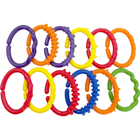2104 Ribbed Rings Pk12 Mandarin Bird Toys by M&M - Clippable Colorful Interesting Durable