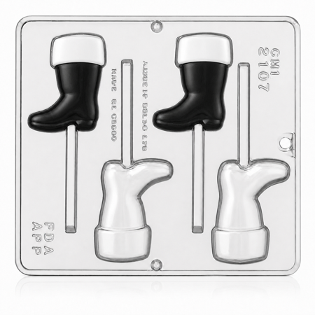 Candy Molds N More 4 - Cavity Santa Boot Christmas Plastic Chocolate Candy Mold (2107)