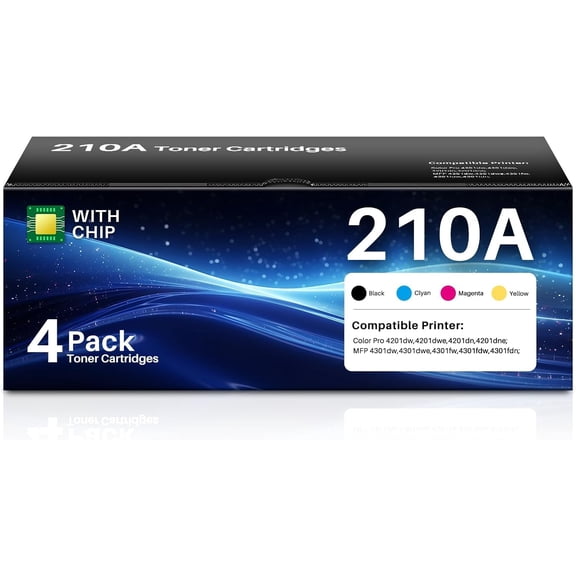 210A 210X Toner Cartridges 4 Pack(with Chip)| Compatible for HP 210A Toner Cartridges 210X Use with HP Color LaserJet Pro MFP 4301fdw 4301fdn Pro 4201dw 4201dn W2100X W2100A Series Printer Ink (BCMY)