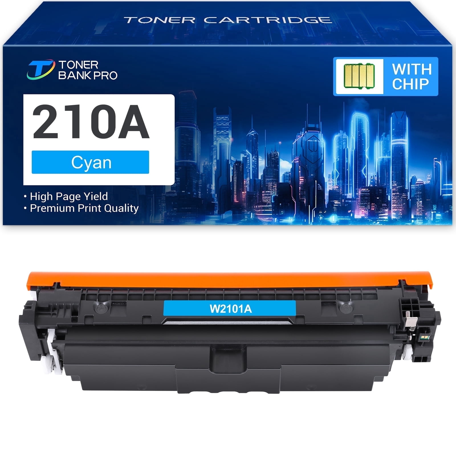 Compatible for HP 210A 4301dw Toner Cartridge W2100A (WITH Chip) 210X W2100X for Color LaserJet Pro 4201dn 4201dw MFP 4301fdn 4301fdw Printer Ink (Cyan, 1-PACK )