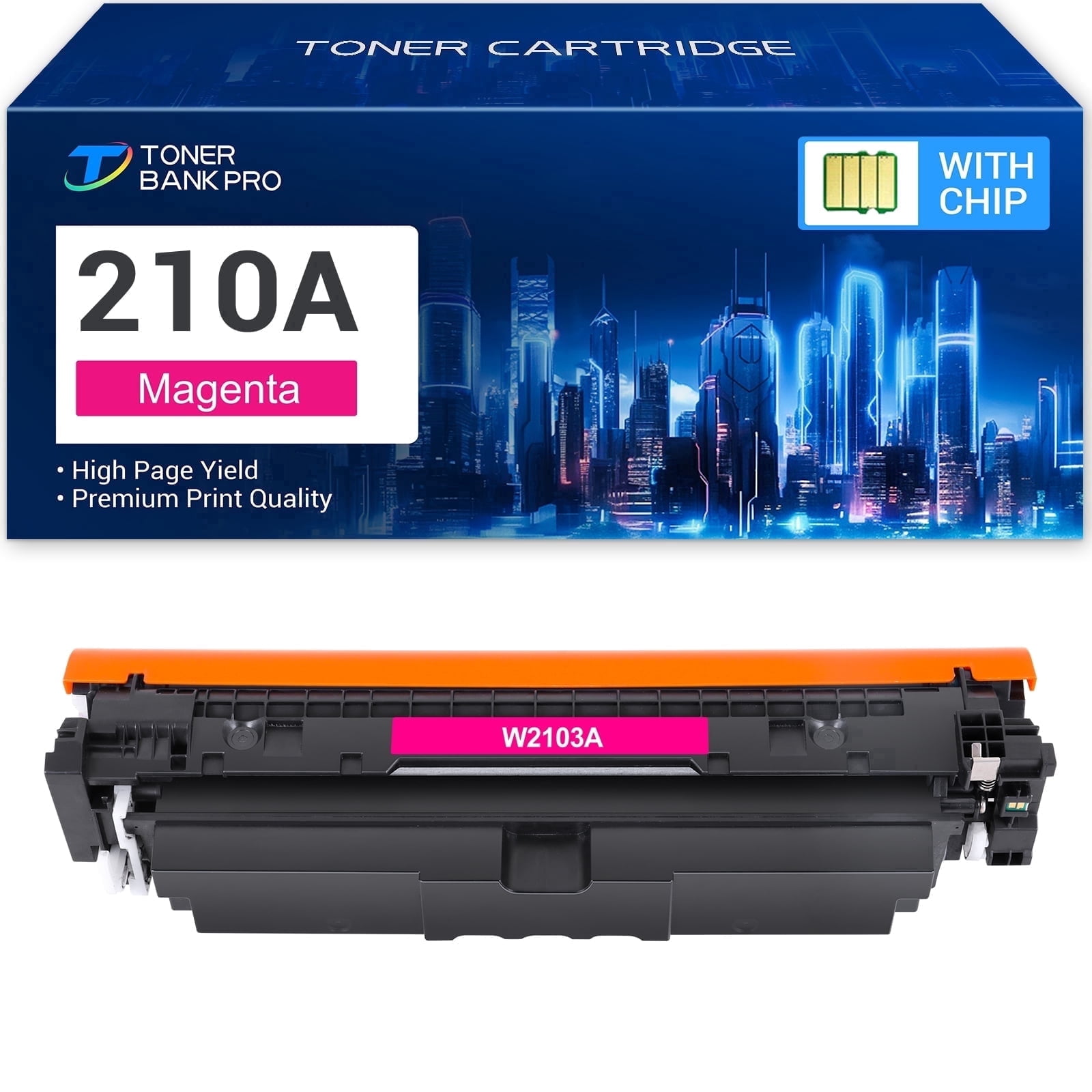 Compatible for HP 210A 4301dw Toner Cartridge W2100A (WITH Chip) 210X W2100X Color LaserJet Pro 4201dn 4201dw MFP 4301fdn 4301fdw Printer Ink (Magenta, 1-PACK )