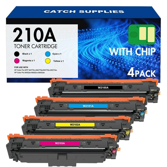210A Toner Cartridge (With Chip) Compatible for HP 210A 210X W2100A W2100X 4301fdw 4-Pack HP Color LaserJet Pro MFP 4301fdw 4301fdn 4201dn 4201dw Printer Ink (Black Cyan Magenta Yellow)