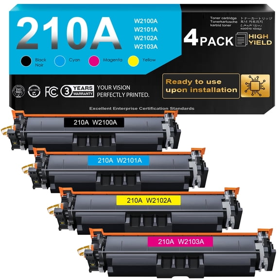 210A Toner Cartridges (with Chip) Compatible for 210A W2100A W2101A W2102A W2103A Color Laser Jet Pro MFP 4301fdw Toner, MFP Pro 4301fdn 4201dw 4201dn 4301 4201 Series Printer (4 Pack)