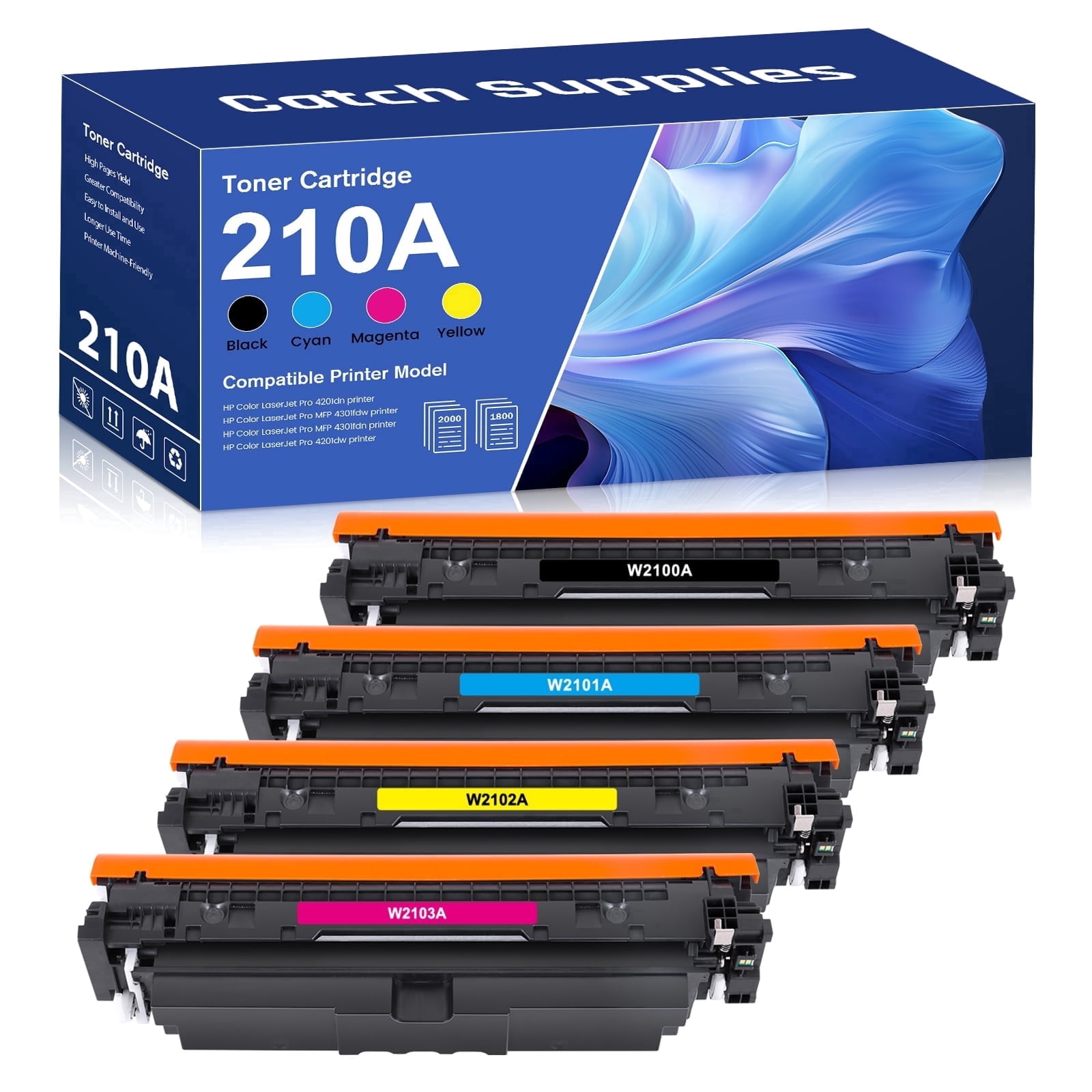 Compatible for HP 210A Toner Cartridges (with Chip) 4301fdw 4301fdn Pro 4201dw 4201dn Series Printer 210 210X W2100A W2100X High Yield Ink (BK/C/M/Y 4 Pack)