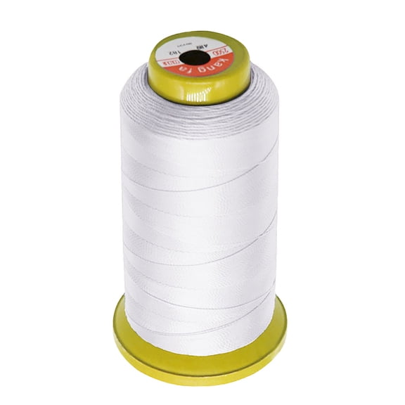 210D/3 High Strength Polyester Sewing Thread 1190 Yards Heavy Duty Sewing Line Spool for Leather Jeans Canvas Fabric Crafting Upholstery Stitching Mending, Black,1PC(White)