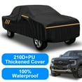 thumbnail image 1 of 210D PU Pickup Truck Car Cover for Ford F150 250 350, Chevrolet Silverado1500 2500 3500 HD, GMC Sierra, Dodge Ram 1500, 100% Waterproof Durable, Outdoor Protection Black, 1 of 15