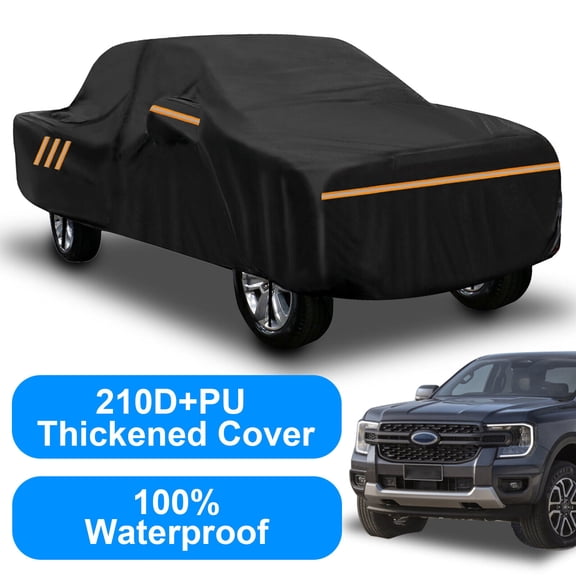 210D PU Pickup Truck Car Cover for Ford F150 250 350, Chevrolet Silverado1500 2500 3500 HD, GMC Sierra, Dodge Ram 1500, 100% Waterproof Durable, Outdoor Protection Black
