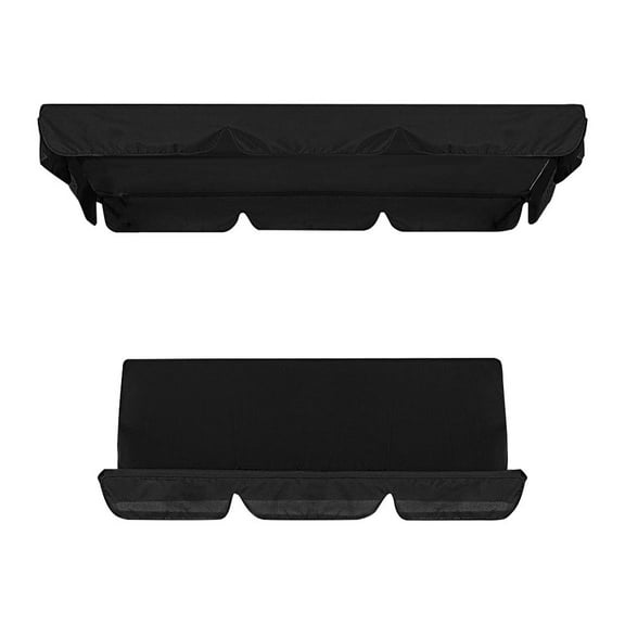 210D Terrace Swing Canopy Cover Set Swing Replacement Cover + Swing Mat Kit (Fall Top: 142*120*18Cm + Seat: 150*50*10Cm) Black,1X Swing Cover, 1X Swing Seat Cushion