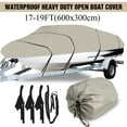 thumbnail image 1 of 210D Trailerable Boat Cover for 17-19ft Boat Beam Width up to 95", Heavy Duty Waterproof Fishing Ski Bass V-Hull Tri-Hull Runabouts Boat Cover Anti UV All Weather Protection, Beige, 1 of 11