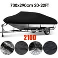 thumbnail image 1 of 210D Trailerable Boat Cover for 20-22ft Boat Beam Width up to 100", Heavy Duty Waterproof Fishing Ski Bass V-Hull Tri-Hull Runabouts Boat Cover Anti UV All Weather Protection, Black, 1 of 9
