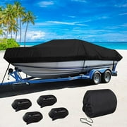 210D Waterproof Heavy Duty Trailerable Boat Cover Fishing V-Hull Tri-Hull Runabout 11-13ft