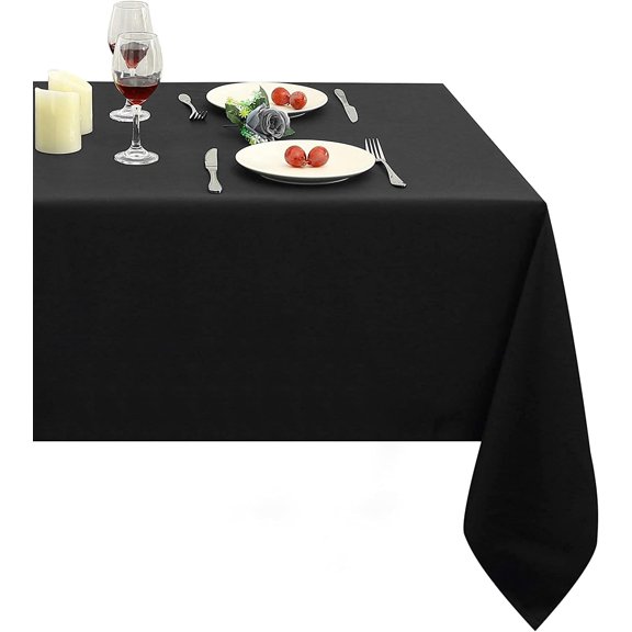 210GSM Rectangle Table Cloth - Heavy Duty Water Proof Microfiber Tablecloth, Decorative Fabric Table Cover for Outdoor and Indoor Use (Black, 70 x 70 Inch)