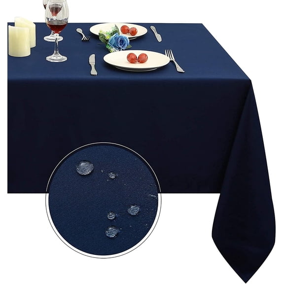210GSM Rectangle Table Cloth - Heavy Duty Water Proof Microfiber Tablecloth, Decorative Fabric Table Cover for Outdoor and Indoor Use (Navy Blue,52x 52Inch)