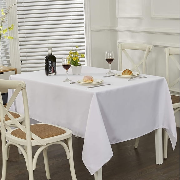 210GSM Rectangle Table Cloth - Heavy Duty Water Proof Microfiber Tablecloth, Decorative Fabric Table Cover for Outdoor and Indoor Use (White,52x 52Inch)
