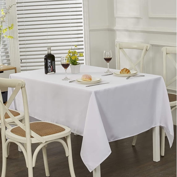 210GSM Rectangle Table Cloth - Heavy Duty Water Proof Microfiber Tablecloth, Decorative Fabric Table Cover for Outdoor and Indoor Use (White,70 x 70 Inch)