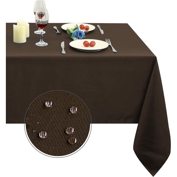 210GSM Rectangle Table Cloth - Heavy Duty Water Resistance Microfiber Tablecloth, Decorative Fabric Table Cover for Outdoor and Indoor Use (Chocolate, 60 x 120 Inch)