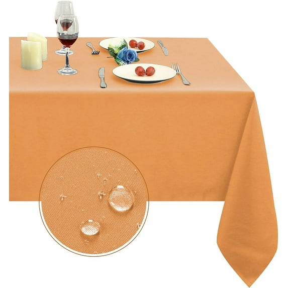 210GSM Rectangle Table Cloth - Heavy Duty Water Resistance Microfiber Tablecloth, Decorative Fabric Table Cover for Outdoor and Indoor Use (Orange, 60 x 84 Inch)