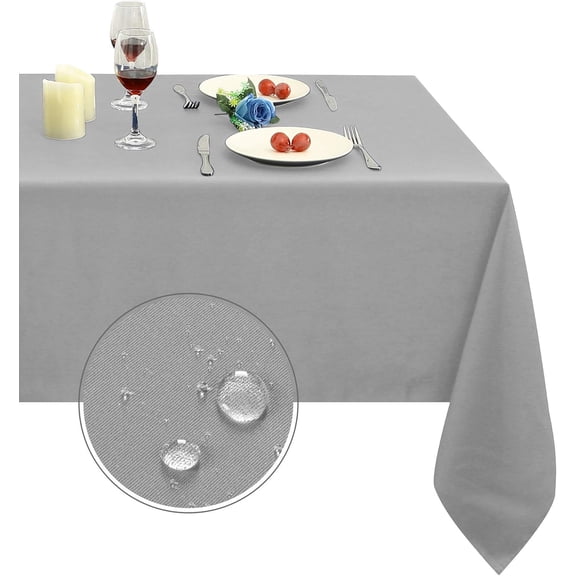 210GSM Rectangle Table Cloth - Heavy Duty Water Resistance Microfiber Tablecloth, Decorative Fabric Table Cover for Outdoor and Indoor Use (Silver, 60 x 120 Inch)