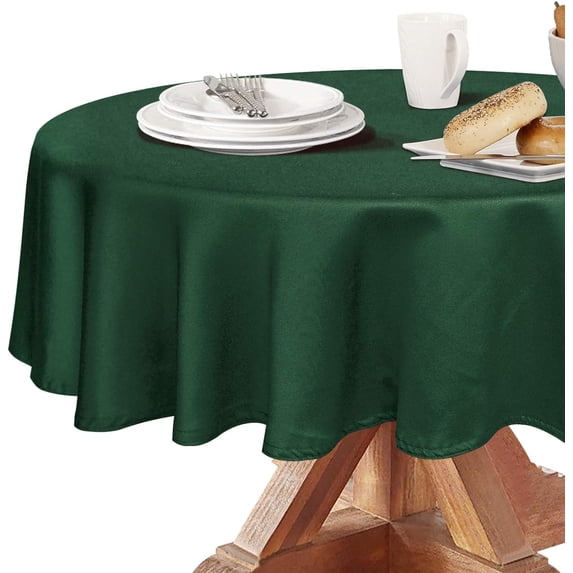 210GSM Round Table cloth, Water Resistance Microfiber Tablecloth, Decorative Fabric Circular Table Cover for Outdoor and Indoor Use (Blackish Green, 60 Inch Diameter)