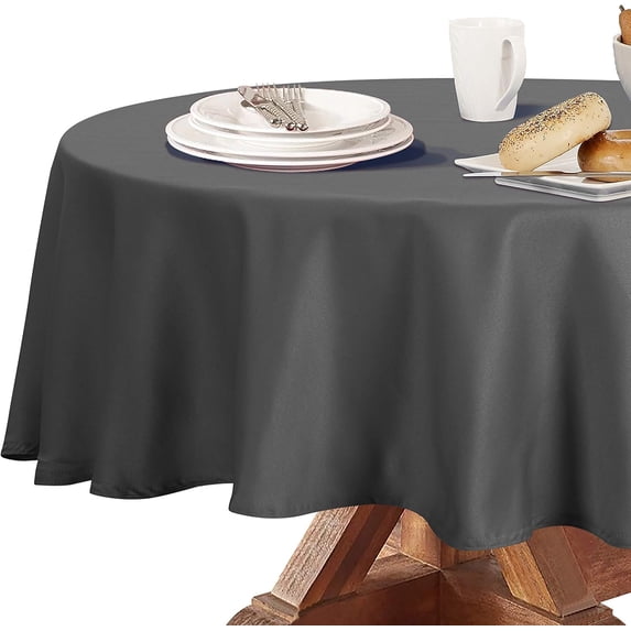 210GSM Round Table cloth, Water Resistance Microfiber Tablecloth, Decorative Fabric Circular Table Cover for Outdoor and Indoor Use (Grey, 60 Inch Diameter)