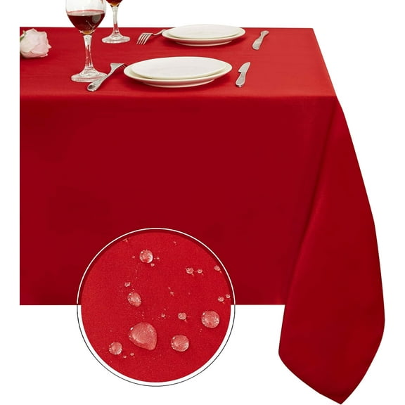 210GSM Square Table Cloth - 60 x 60 Inch - Water Resistance Microfiber Tablecloth, Decorative Fabric Table Cover for Christmas Holiday Party, Rio Red