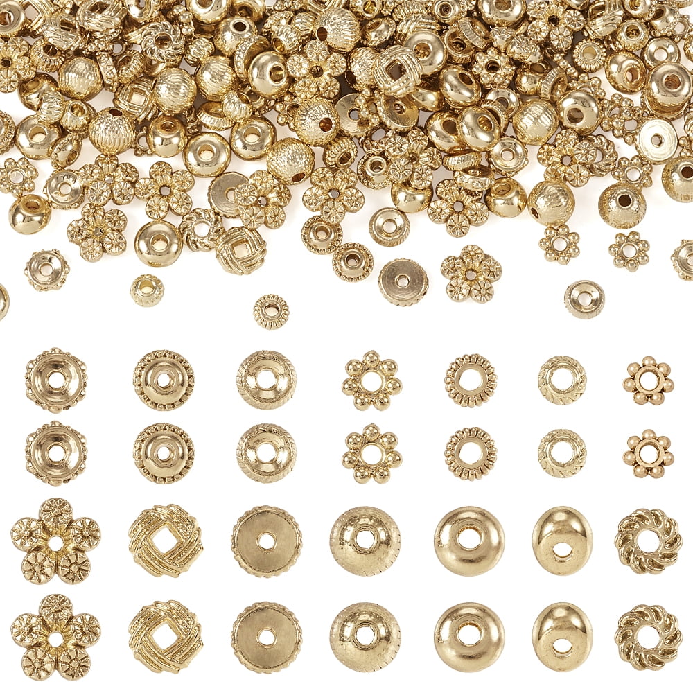 210Pcs 14 Styles Rack Plating Alloy Spacer Beads Mixed Shapes Light ...