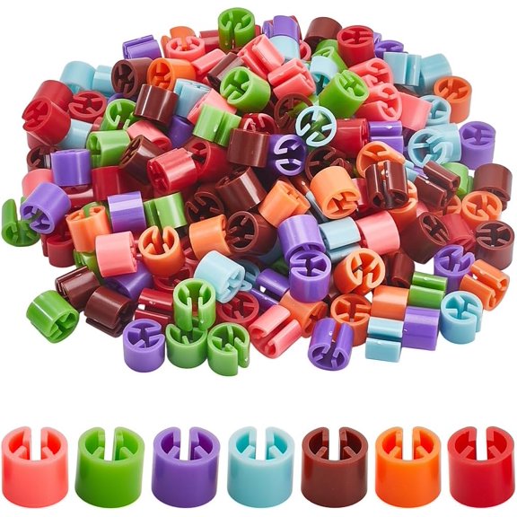 210Pcs 7 Colors Clothes Hanger Markers Blank Tags Colored Garment Hanger Plastic Trouser Size Markers Assortment Kit Fit 9.5mm Rod Accessories Color Coding Mixed Color