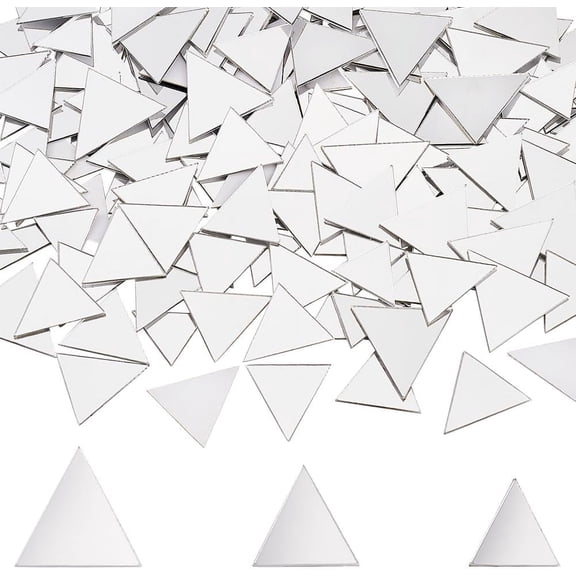210Pcs Adhesive Acrylic Cabochons Sheets Mirror Mosaic Pieces Mosaic Tiles for Arts DIY Crafts Triangle 19.5-29.5x19.5-29.5x0.8mm for DIY cratf