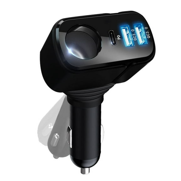 210W Cigarette Lighter Adapter, PD30W+Dual QC 3.0 Cigarette Lighter Splitter, Car Cigarette Lighter USB Charger 12V/24V 3.1A for Fast Charging Socket, Car Power Charger for Smart Phones, Tablets, GPS