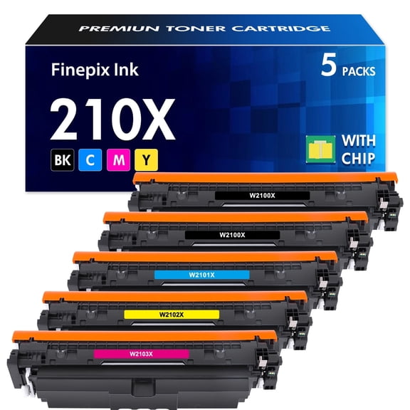 210X High Yield Toner Cartridges 5 Pack With Chip 210A Compatible for HP Color Laserjet Pro MFP 4301fdw 4301fdn Pro 4201dw 4201dn Printer Ink 210 W2100X W2100A (2Black 1Cyan 1Yellow 1Magenta)