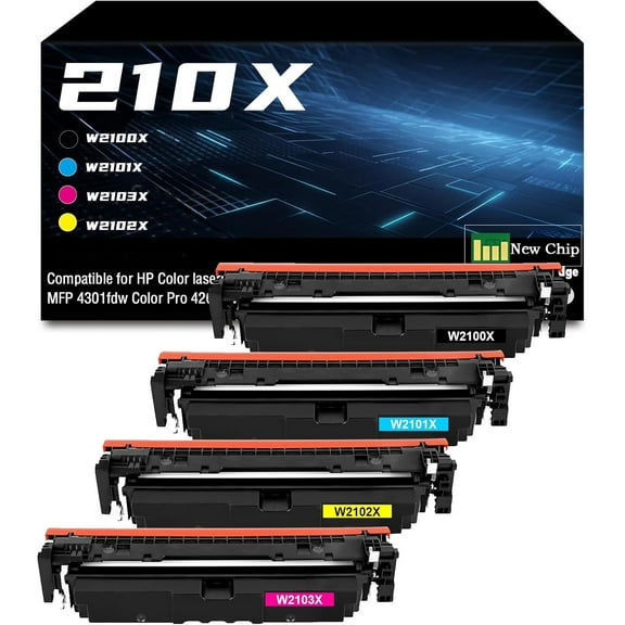 210X Toner Cartridges High Cartridges Compatible with Color Pro MFP 4301fdw Wireless Printer MFP Pro 4301fdn 4201dw 4201dn, Color PRP MFP 4301 4201 Series Printer(Black Cyan Yellow Magenta)