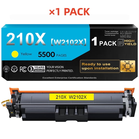 210X Toner Cartridges (with Chip) Compatible for 210X W2102X Color Laser Jet Pro MFP 4301fdw 4301fdn 4201dw 4201dn 4301 4201 Series Printer Ink (1 Yellow)